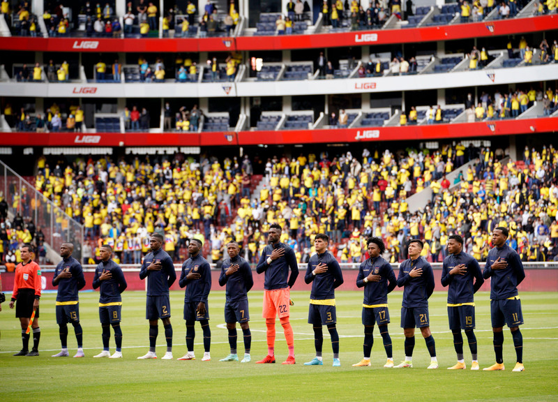La selección de Ecuador antes de su partido contra Brasil